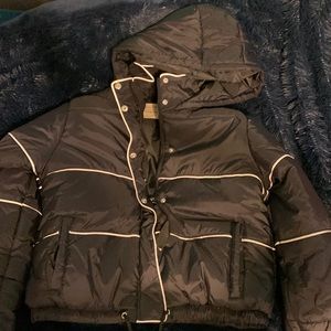 Black puffer jacket from Ashley outerwear